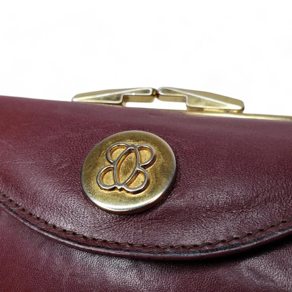 Vintage Bosca Wallet Women’s Burgundy Leather Bi Fold Snap Closure